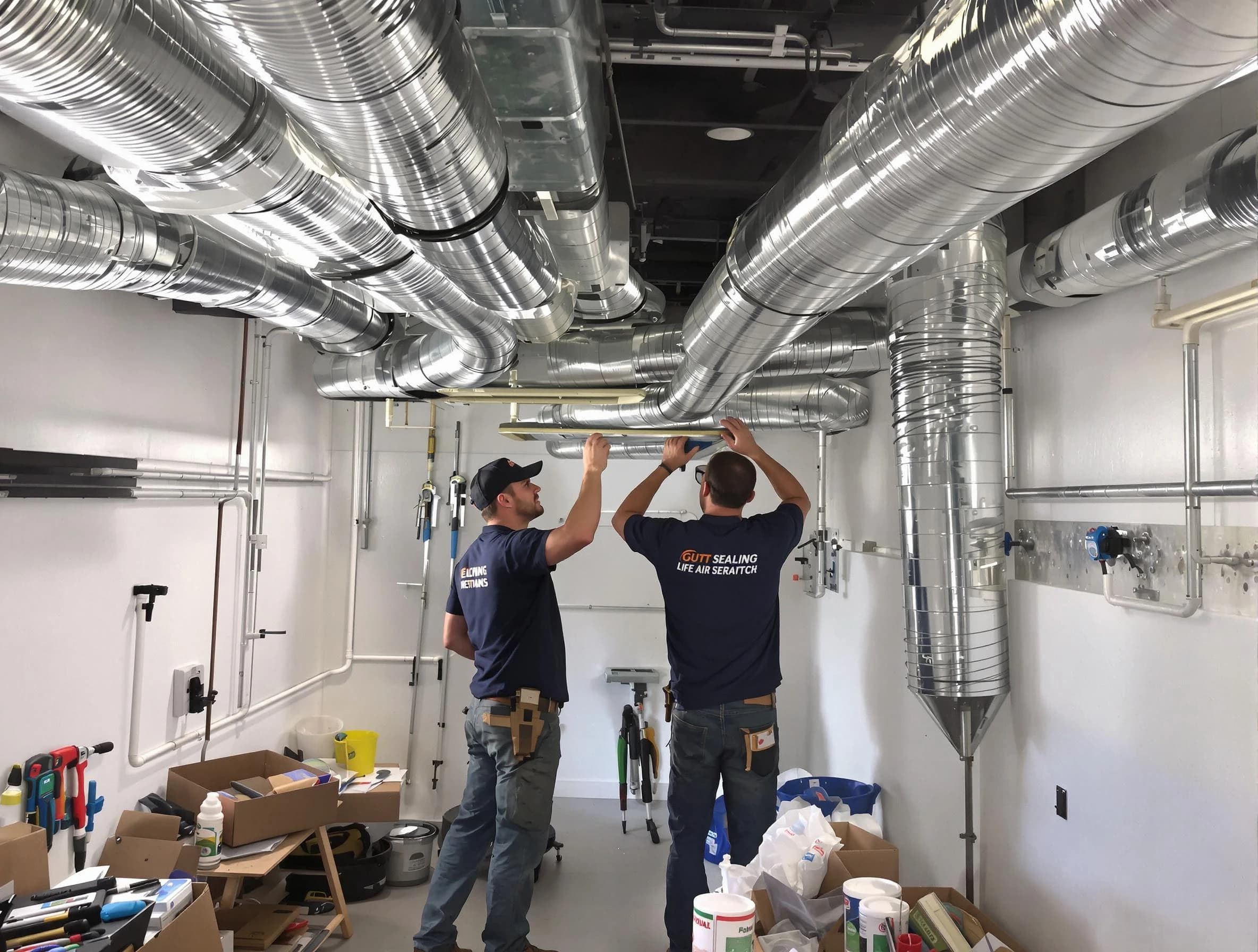 Fairview Air Duct Cleaning technician applying professional duct sealing solutions in Fairview