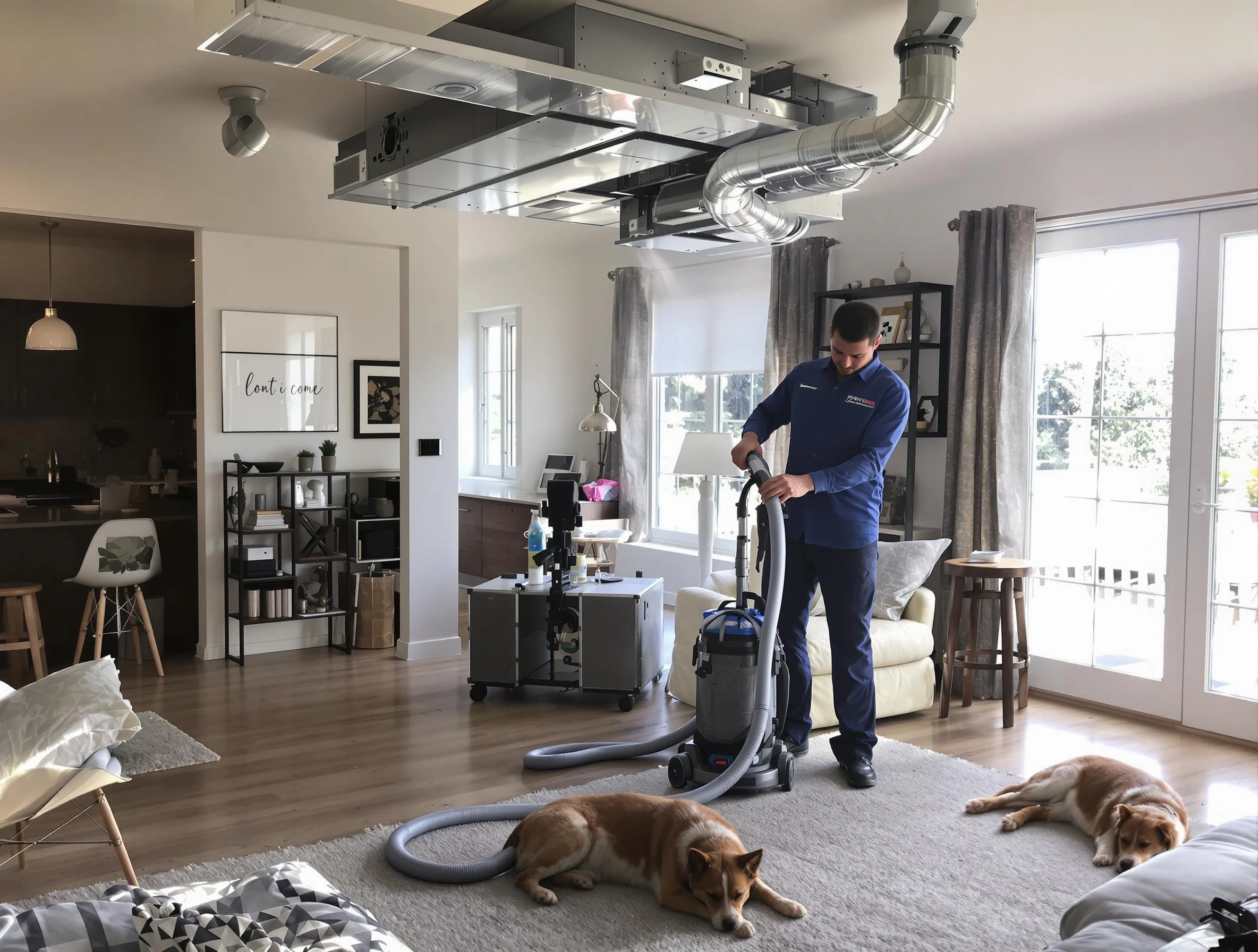 Fairview Air Duct Cleaning technician performing detailed indoor duct cleaning for improved air quality in Fairview