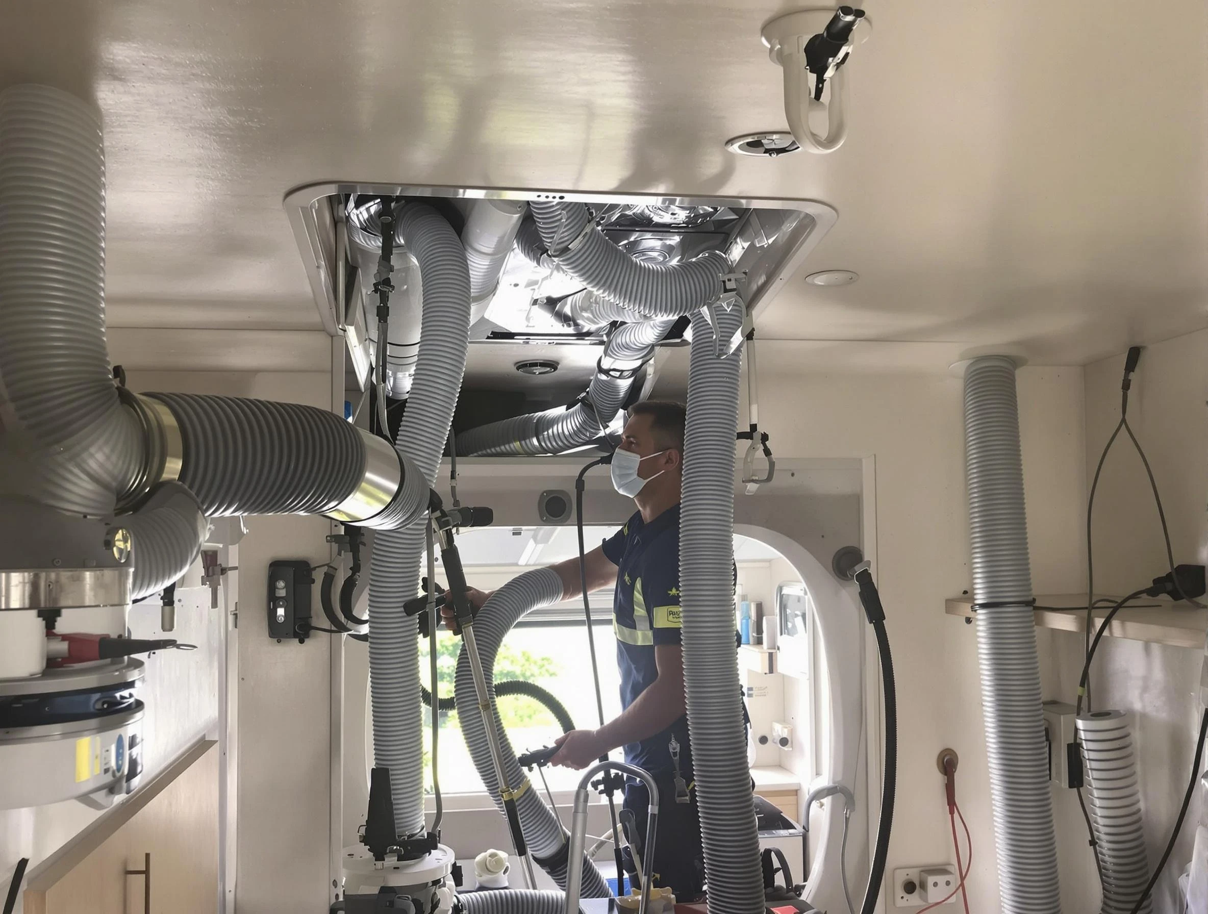 Fairview Air Duct Cleaning specialist performing precise mobile home duct cleaning in Fairview