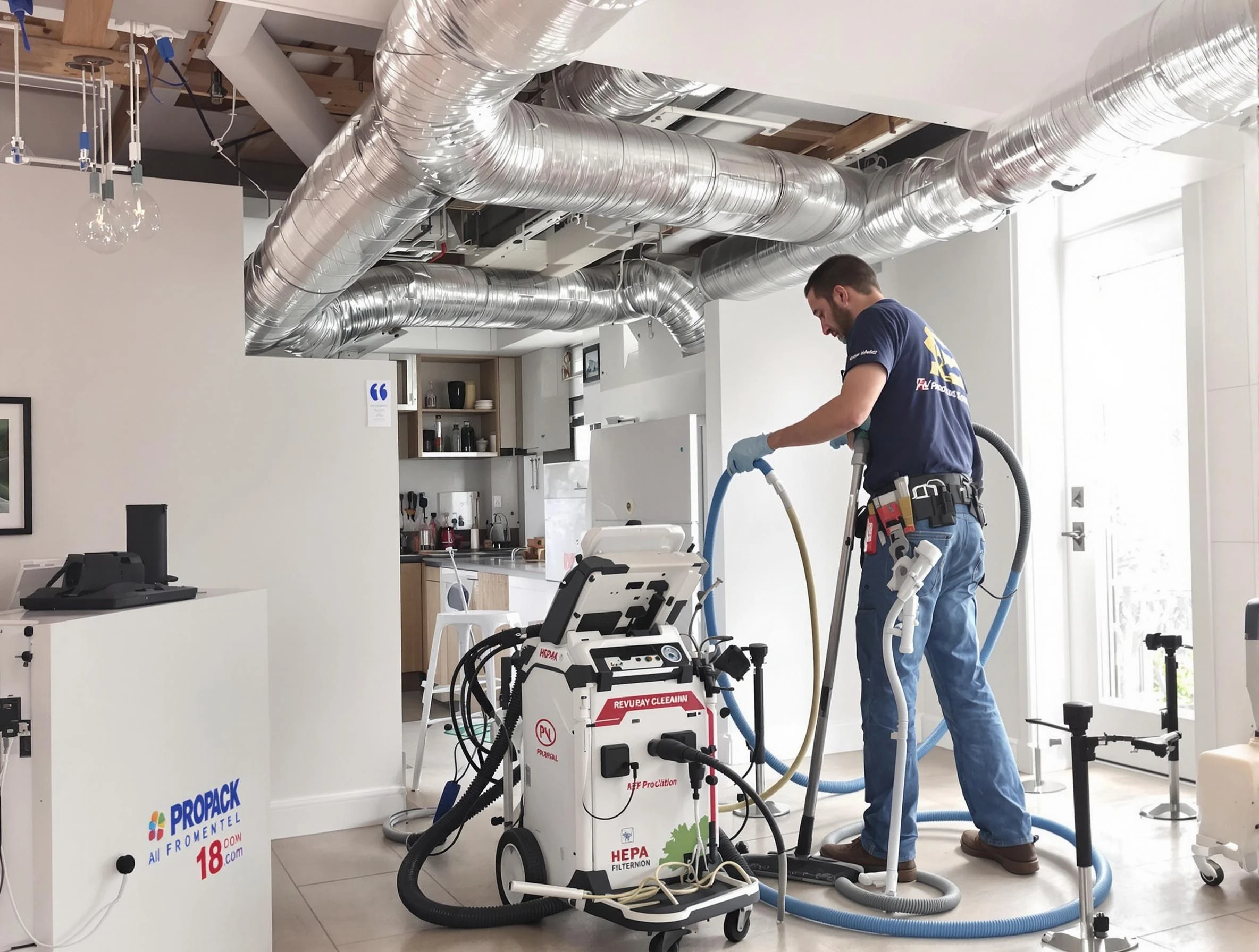 Fairview Air Duct Cleaning technician performing advanced pure duct cleaning with specialized equipment in Fairview